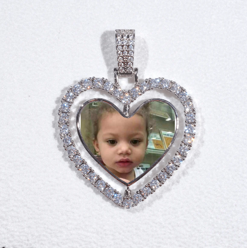3D Spinning 2-Faced Heart Custom Picture Pendant