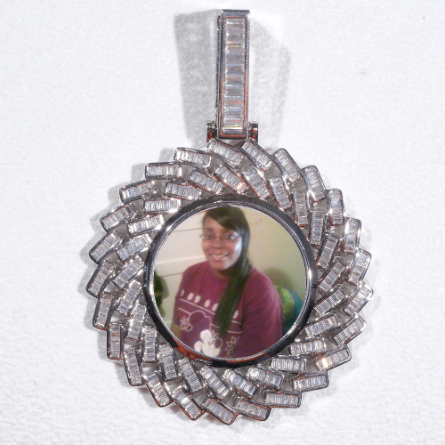 Large 3D Baguette Custom Picture Pendant