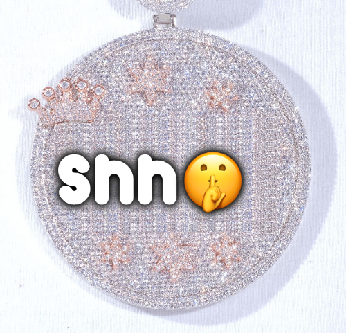 CUSTOM LETTER NECKLACE 3D BIG CROWN DISC