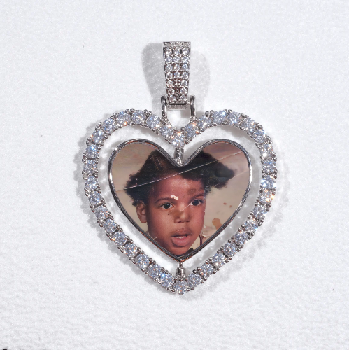 3D Spinning 2-Faced Heart Custom Picture Pendant