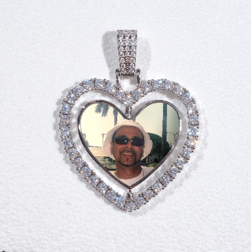 3D Spinning 2-Faced Heart Custom Picture Pendant