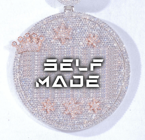 CUSTOM LETTER NECKLACE 3D BIG CROWN DISC