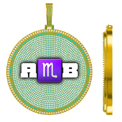 CUSTOM LETTER NECKLACE 3D BIG DISC