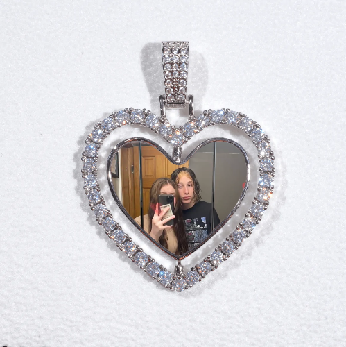 3D Spinning 2-Faced Heart Custom Picture Pendant