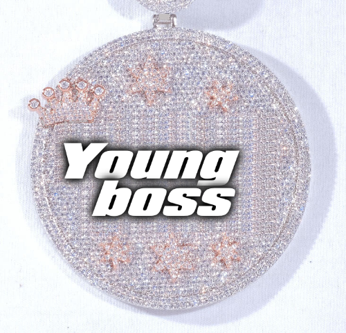 CUSTOM LETTER NECKLACE 3D BIG CROWN DISC