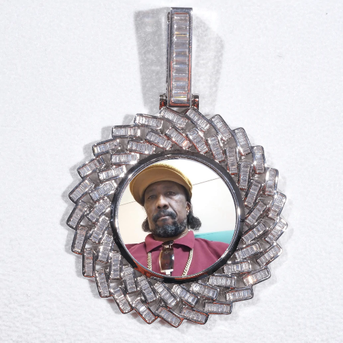 Large 3D Baguette Custom Picture Pendant
