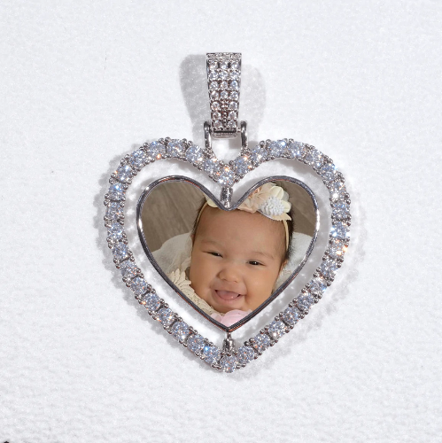 3D Spinning 2-Faced Heart Custom Picture Pendant
