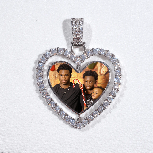 3D Spinning 2-Faced Heart Custom Picture Pendant