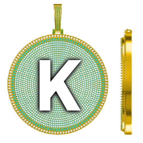 CUSTOM LETTER NECKLACE 3D BIG DISC