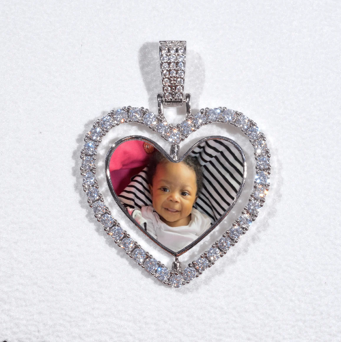 3D Spinning 2-Faced Heart Custom Picture Pendant