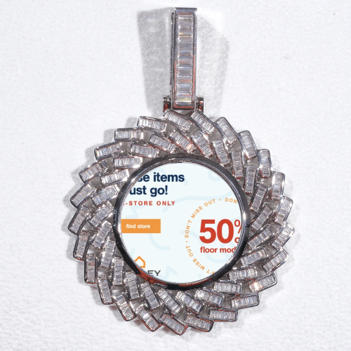 Large 3D Baguette Custom Picture Pendant