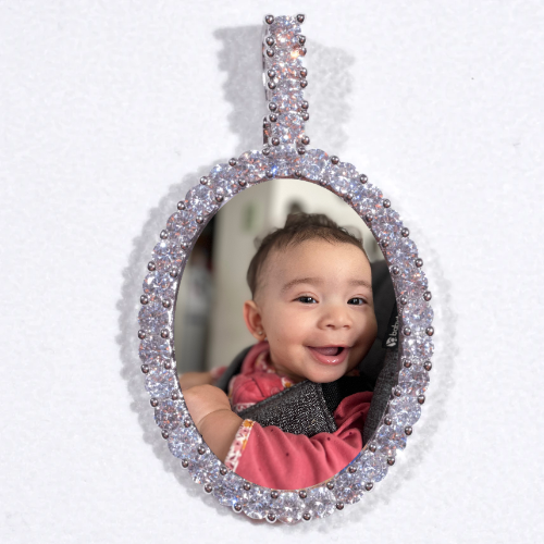 Large 3D Oval Custom Picture Pendant