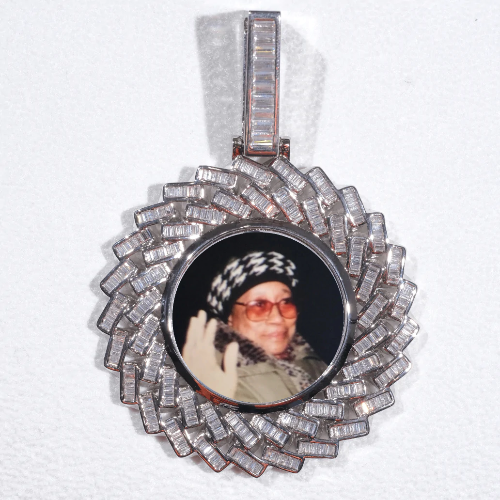 Large 3D Baguette Custom Picture Pendant