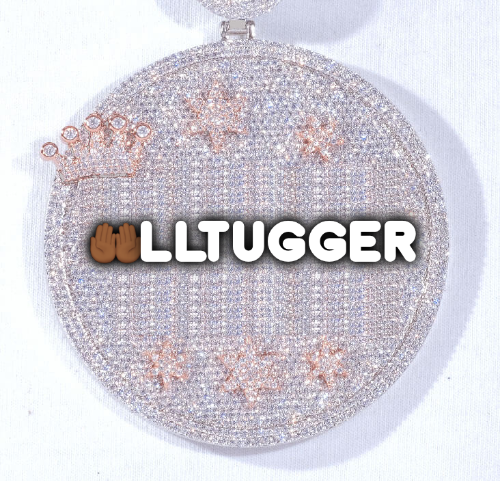 CUSTOM LETTER NECKLACE 3D BIG CROWN DISC