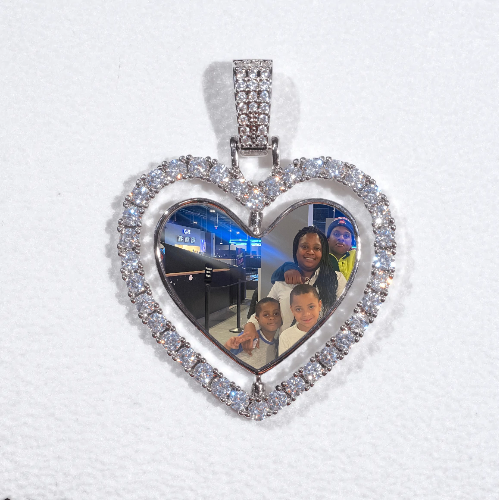 3D Spinning 2-Faced Heart Custom Picture Pendant