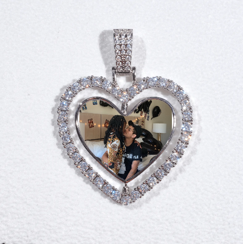 3D Spinning 2-Faced Heart Custom Picture Pendant