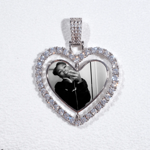 3D Spinning 2-Faced Heart Custom Picture Pendant