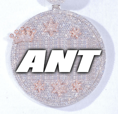 CUSTOM LETTER NECKLACE 3D BIG CROWN DISC