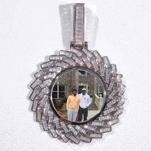 Large 3D Baguette Custom Picture Pendant