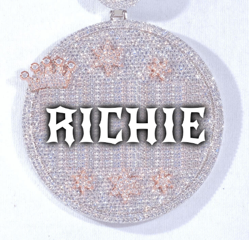 CUSTOM LETTER NECKLACE 3D BIG CROWN DISC