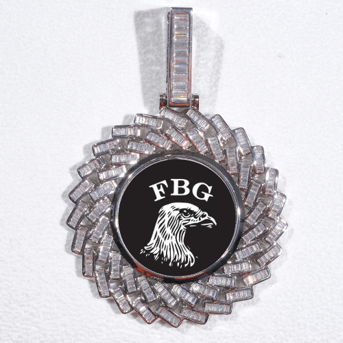 Large 3D Baguette Custom Picture Pendant