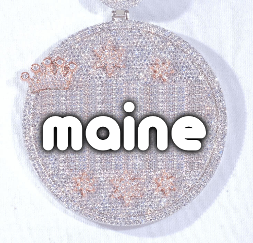 CUSTOM LETTER NECKLACE 3D BIG CROWN DISC