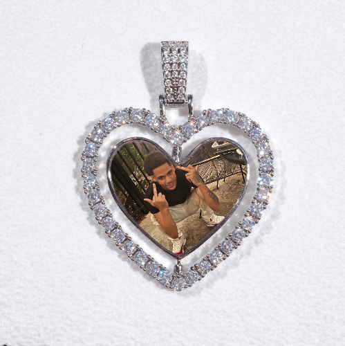 3D Spinning 2-Faced Heart Custom Picture Pendant