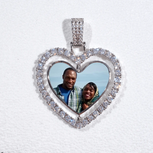 3D Spinning 2-Faced Heart Custom Picture Pendant