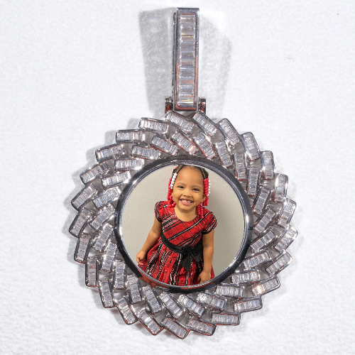 Large 3D Baguette Custom Picture Pendant
