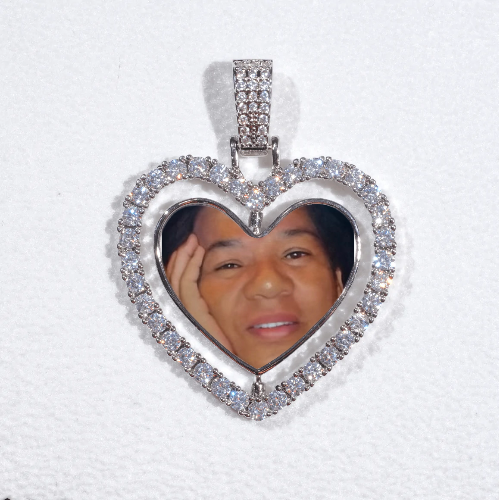 3D Spinning 2-Faced Heart Custom Picture Pendant