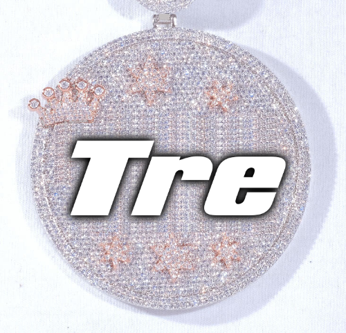 CUSTOM LETTER NECKLACE 3D BIG CROWN DISC