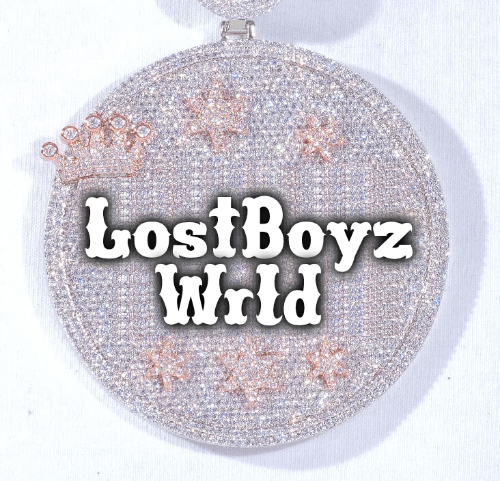 CUSTOM LETTER NECKLACE 3D BIG CROWN DISC