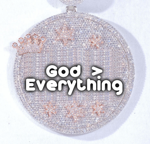 CUSTOM LETTER NECKLACE 3D BIG CROWN DISC