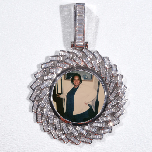 Large 3D Baguette Custom Picture Pendant