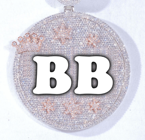 CUSTOM LETTER NECKLACE 3D BIG CROWN DISC