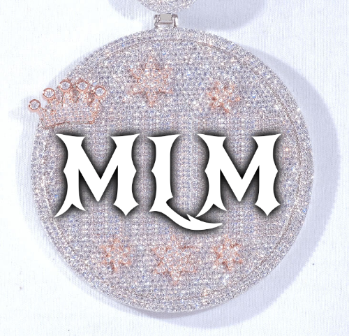 CUSTOM LETTER NECKLACE 3D BIG CROWN DISC