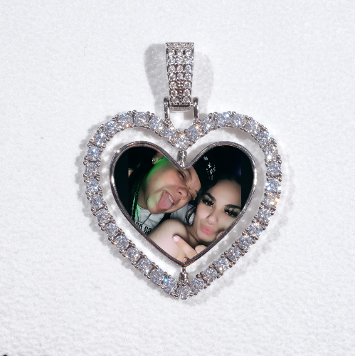 3D Spinning 2-Faced Heart Custom Picture Pendant