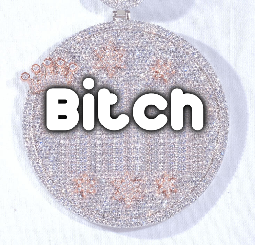 CUSTOM LETTER NECKLACE 3D BIG CROWN DISC