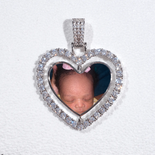 3D Spinning 2-Faced Heart Custom Picture Pendant