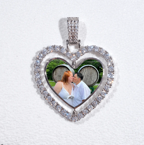 3D Spinning 2-Faced Heart Custom Picture Pendant