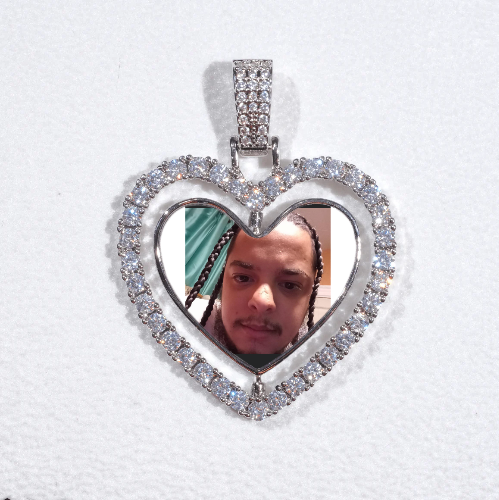3D Spinning 2-Faced Heart Custom Picture Pendant