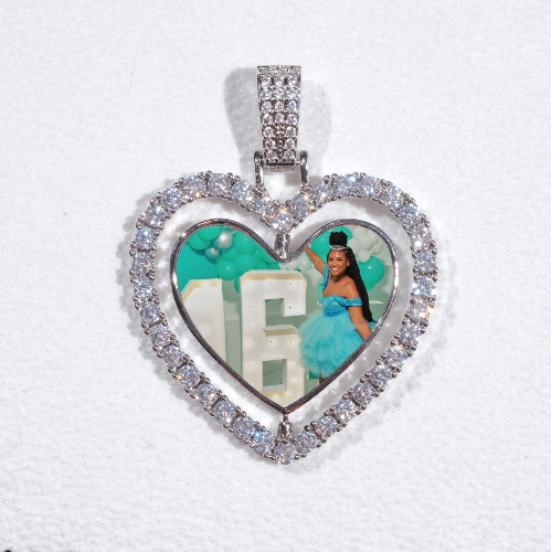 3D Spinning 2-Faced Heart Custom Picture Pendant