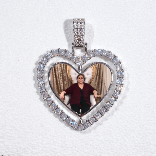 3D Spinning 2-Faced Heart Custom Picture Pendant