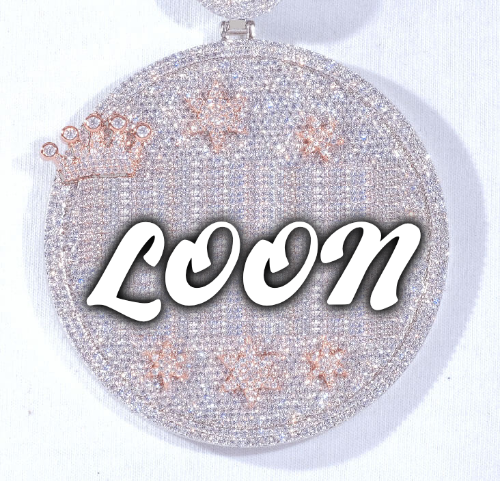 CUSTOM LETTER NECKLACE 3D BIG CROWN DISC