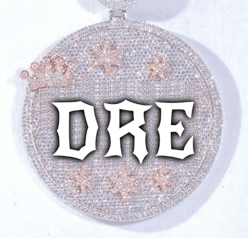 CUSTOM LETTER NECKLACE 3D BIG CROWN DISC