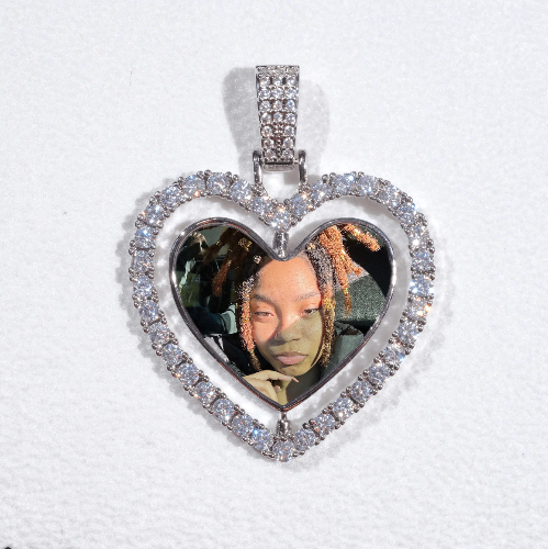 3D Spinning 2-Faced Heart Custom Picture Pendant