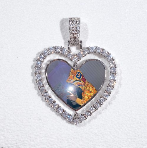 3D Spinning 2-Faced Heart Custom Picture Pendant
