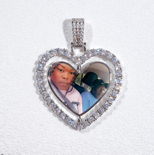 3D Spinning 2-Faced Heart Custom Picture Pendant