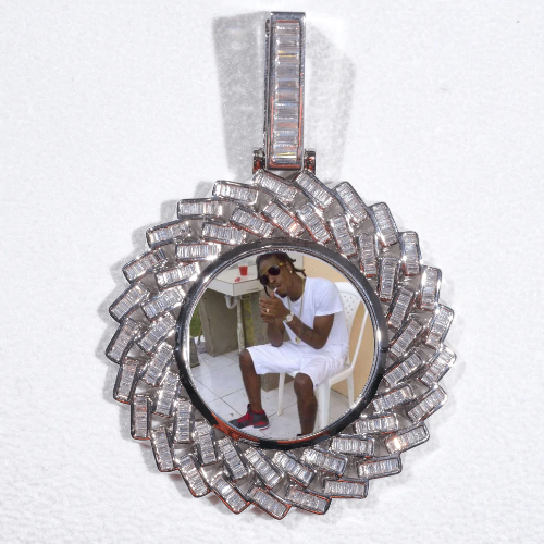 Large 3D Baguette Custom Picture Pendant