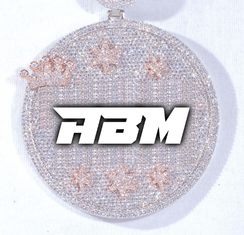 CUSTOM LETTER NECKLACE 3D BIG CROWN DISC